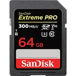 کارت حافظه سن دیسک مدل  Extreme PRO  SDXC UHS-II 300MB/s, UHS-II, Class 10, U3, V90 for 8K Video ظرفیت 64 گیگابایت