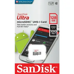 کارت حافظه microSDXC سن دیسک مدل Ultra کلاس 10 استاندارد UHS-I U1 سرعت 100MBps ظرفیت 128 گیگابایت