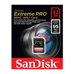 کارت حافظه SDHC سن دیسک مدل Extreme Pro V30 کلاس 10 استاندارد UHS-I U3 سرعت 633X 95MBps ظرفیت 32 گیگابایت