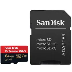 کارت حافظه microSDXC سن دیسک مدل Extreme PRO کلاس A2 استاندارد UHS-I U3 سرعت 170MBs ظرفیت 64 گیگابایت به همراه آداپتور SD