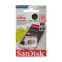 کارت حافظه microSDHC سن دیسک مدل Ultra کلاس 10 استاندارد UHS-I U1 سرعت 80MBps 533X ظرفیت 16 گیگابایت