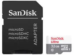 کارت حافظه microSDXC سن دیسک مدل Ultra کلاس 10 استاندارد UHS-I سرعت 100MBps ظرفیت 32 گیگابایت به همراه آداپتور SD