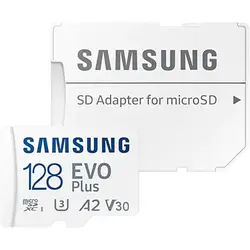 کارت حافظه microSDXC سامسونگ مدل Evo Plus کلاس 10 استاندارد  UHS-I U3 A2-4K سرعت 130MBps همراه با آداپتور SD ظرفیت 128 گیگابایت