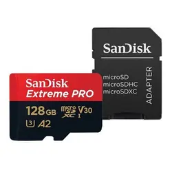 کارت حافظه microSDXC سن دیسک مدل Extreme PRO کلاس A2 استاندارد UHS-I U3 سرعت 170MBs ظرفیت 128 گیگابایت به همراه آداپتور SD