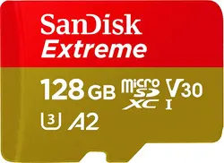 کارت حافظه microSDHC سن دیسک مدل Extreme A2 کلاس 10 استاندارد UHS-I سرعت 160MBps ظرفیت 128 گیگابایت به همراه آداپتور SD