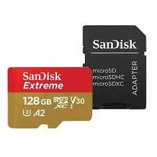 کارت حافظه microSDHC سن دیسک مدل Extreme A2 کلاس 10 استاندارد UHS-I سرعت 160MBps ظرفیت 128 گیگابایت به همراه آداپتور SD