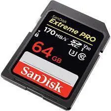 کارت حافظه SDXC سن دیسک مدل Extreme Pro V30 کلاس 10 استاندارد UHS-I U3 سرعت 170MBps ظرفیت 64 گیگابایت