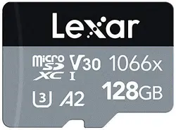 کارت حافظه microSDXC لکسار مدل 1066X کلاس A2 استاندارد UHS-U3 سرعت 160MBps ظرفیت 128 گیگابایت به همراه آداپتور SD