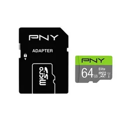 کارت حافظه microSDXC پی ان وای مدل Elite کلاس 10 استاندارد UHS-I U1 سرعت 100MBs ظرفیت 64 گیگابایت به همراه آداپتور SD