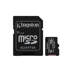 کارت حافظه microSDXC کینگستون مدل CANVAS کلاس 10 استاندارد UHS-I U1 سرعت 100MBps ظرفیت 128 گیگابایت به همراه آداپتور SD