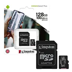 کارت حافظه microSDXC کینگستون مدل CANVAS کلاس 10 استاندارد UHS-I U1 سرعت 100MBps ظرفیت 128 گیگابایت به همراه آداپتور SD