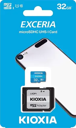 کارت حافظه‌ microSDHC کیوکسیا مدل EXCERIA کلاس 10 استاندارد UHS-I U1 سرعت 100MBps ظرفیت 32 گیگابایت به همراه آداپتور SD