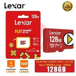 کارت حافظه microSDXC لکسار مدل PLAY کلاس 10 استاندارد UHS-I سرعت 150MBps ظرفیت 128 گیگابایت