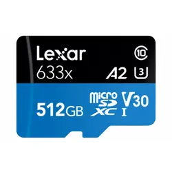 کارت حافظه‌ microSDXC لکسار مدل 633X کلاس 10 استاندارد UHS-I U3 سرعت ظرفیت 512گیگابایت