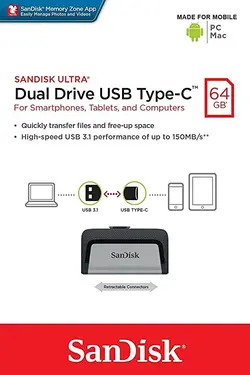 فلش مموری سن دیسک مدل Ultra Dual Drive USB Type-C ظرفیت 64 گیگابایت