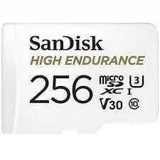کارت حافظه microSDXC سن دیسک مدل High Endurance کلاس A1 استاندارد UHS-I U3 سرعت 100MBs ظرفیت 256 گیگابایت به همراه آداپتور SD