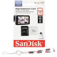 کارت حافظه microSDXC سن دیسک مدل High Endurance کلاس A1 استاندارد UHS-I U3 سرعت 100MBs ظرفیت 256 گیگابایت به همراه آداپتور SD