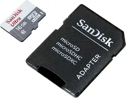 کارت حافظه microSDHC سن دیسک مدل Ultra کلاس 10 استاندارد UHS-I سرعت 80MBps همراه با آداپتور SD ظرفیت 16 گیگابایت