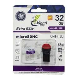 کارت حافظه microSDHC ویکو من مدل Extre533X کلاس 10 استاندارد UHS-I U1 سرعت 80MBps ظرفیت 32گیگابایت همراه کارت خوان