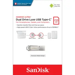 فلش مموری سن دیسک مدل Ultra Dual Drive Luxe ظرفیت 256 گیگابایت
