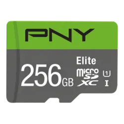 کارت حافظه microSDXC پی ان وای PNYمدل Elite کلاس ۱۰ استاندارد UHS-I U1 سرعت ۱۰۰MBs ظرفیت ۲۵۶ گیگابایت به همراه آداپتور SD