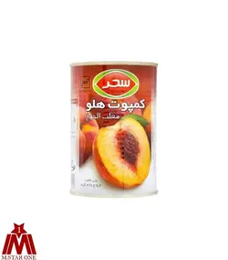 کمپوت هلو قوطي 410 گرمي سحر