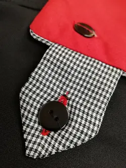 روپوش آشپزی مشکی قرمز طرح آراد دو تیکه با کلاه نقابدار