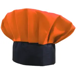 پیراهن اشپزی طرح تیام مشکی نارنجی با کلاه پفی