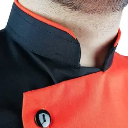 پیراهن اشپزی طرح تیام مشکی نارنجی با کلاه پفی