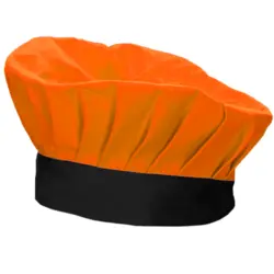 پیراهن اشپزی طرح تیام مشکی نارنجی با کلاه پفی