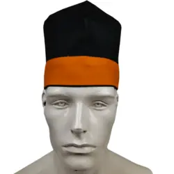 کلاه آشپزی قایقی مشکی نارنجی