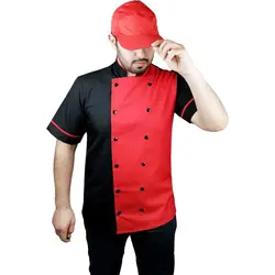 روپوش آشپزی مشکی قرمز طرح تیام دو تیکه با کلاه نقابدار