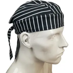 دستمال سر راه راه مشکی آشپزی