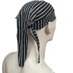 دستمال سر راه راه مشکی آشپزی