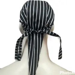 دستمال سر راه راه مشکی آشپزی