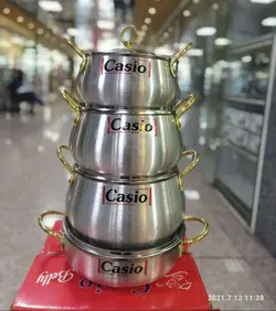 سرویس قابلمه 8 پارچه کاسیو دسته طلایی