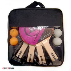 ست راکت پینگ پنگ 4 تایی دانلوپ کیف دار Dunlop Match Set