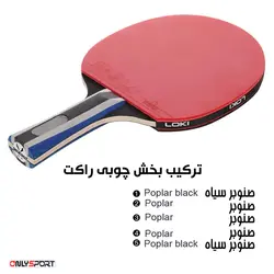 راکت پینگ پنگ کربنی لوکی Loki Carbon 2 Stars