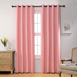 پرده پانچ صورتی با پارچه کتان