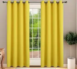 پرده پانچ زرد با پارچه کتان