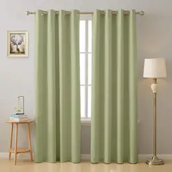 پرده پانچ سبز سدری با پارچه هازان