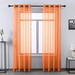 پرده پانچ نارنجی با پارچه حریر