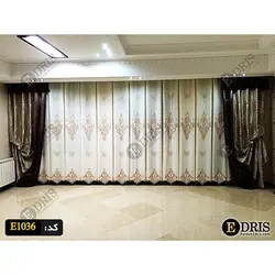 پرده پذیرایی مدل یقه شل مغزی دوزی کد E1036