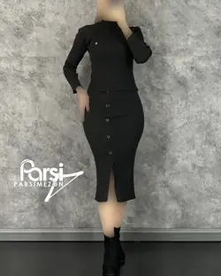 بلوز دامن آستین دکمه