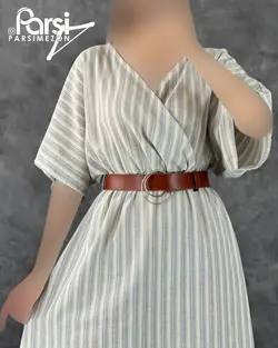 پیراهن لینن کمربندی