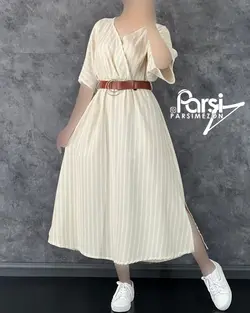 پیراهن لینن کمربندی