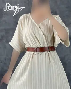 پیراهن لینن کمربندی