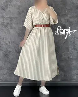 پیراهن لینن کمربندی