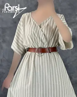 پیراهن لینن کمربندی