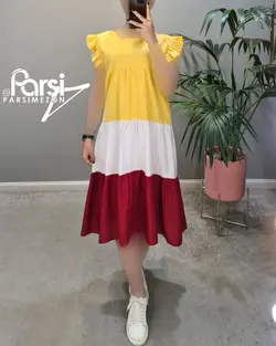 سارافون یقه خشتی سه رنگ